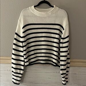 Black and white striped knit sweater